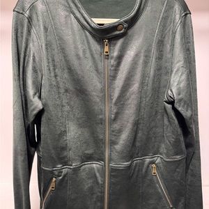 Leather Like Cafe Racer Green Jacket